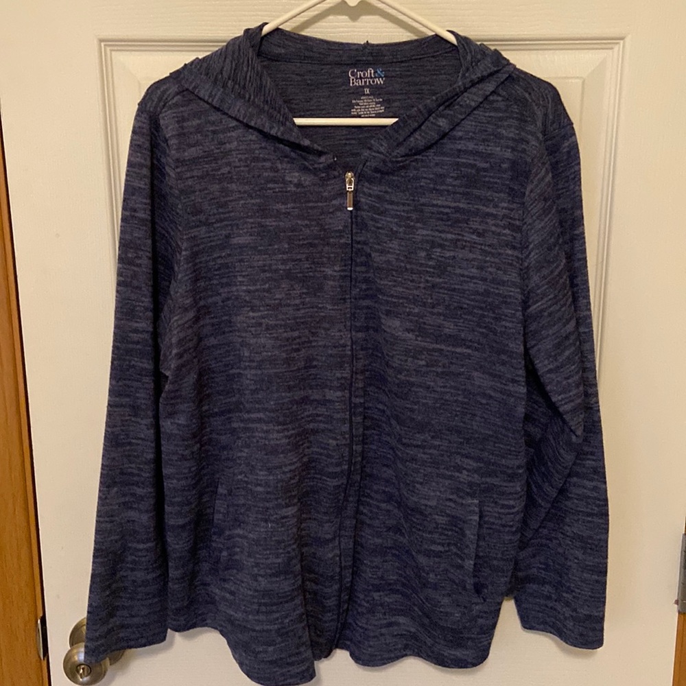 Croft & Barrow sweatshirt hoodie zip up hooded jacket blue size 1X